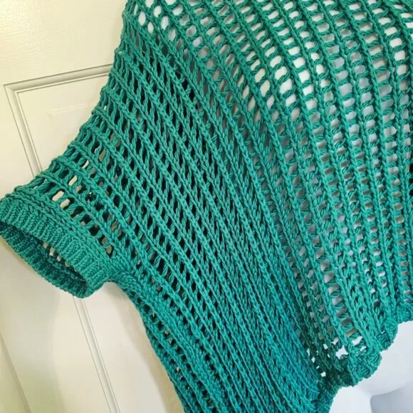 BiBi Green Shrug Poncho with Mesh Knit - Picture 2 of 4